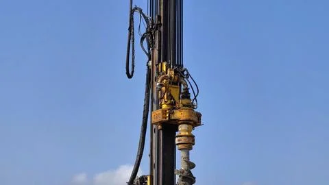 A hightech and advanced drilling machine is currently in operation for vari.. Stockfoto's