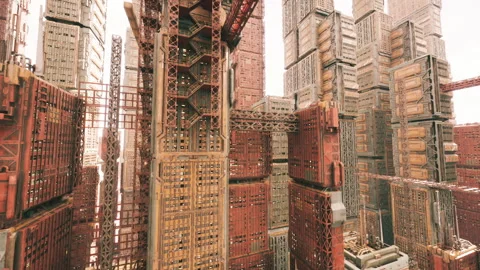 Hightech cargo bay featuring suspended gantries and layered design Stock Footage 331400436