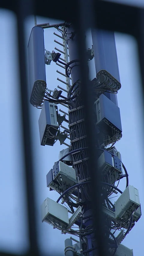 HighTech Communications Tower with Advanced Antennas for superior signal Stock Footage 296005025