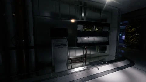 Hightech diagnostic station with lighting and network cables detailed Stock Footage 341832950