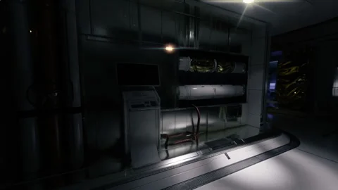 Hightech diagnostic station with lighting and network cables detailed Stock Footage 341832957