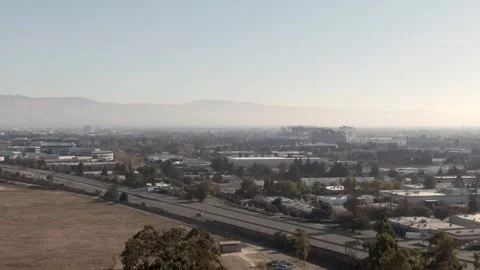 Highway 101 Traffic Flow and San Francisco Bay Wetlands - San Jose 動画素材 328487870
