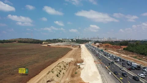 Highway 2 under construction near Wingate Institute Israel Aug12 2022 Stock Footage 293234394