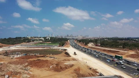 Highway 2 under construction near Yacum Israel Aug12 2022 Video stock 293234497