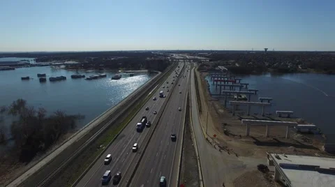 Highway 35 construction in Highland Village. Stockbeeldmateriaal 59171308