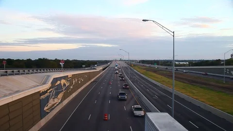 Highway 35 traffic near Gardenridge exit south bound. Stock Footage