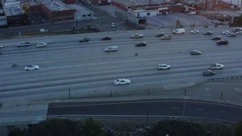 Highway 405 Cutting Through West Los Angeles California Drone Aerial View Stock Footage 147226542