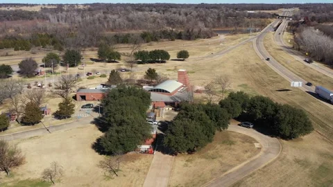 Highway 75 Rest Area and the Red River, Denison, Texas, USA Stock Footage 147235209