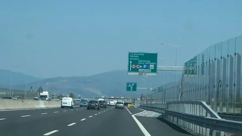 Highway A1 exit for the new surface train departing from the outskirts (Villa Co Vídeos de archivo 81789257