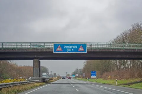 Highway A7 E45 toward the Denmark border near Padborg under cloudy skies Stock Photos