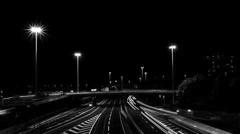 Highway From Above Time Lapse, Black And White 動画素材 69019403