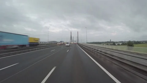 Highway across the bridge-clip Video stock 83480666