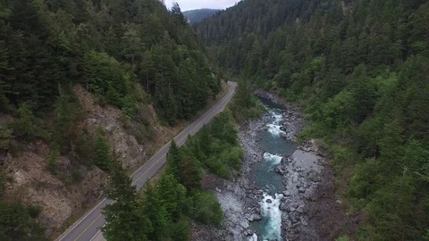 A highway alongside a mountain stream. Stock Footage 71182691
