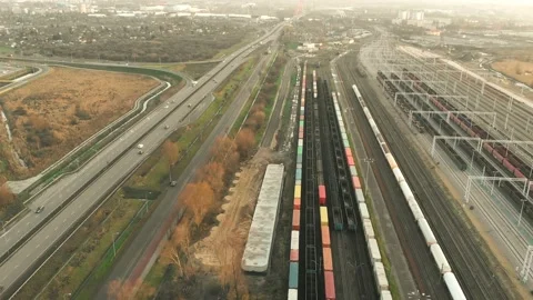 Highway and freight wagons Stock Footage 145544686