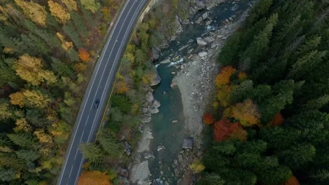 Highway and river in a valley. Stock Footage 165163788