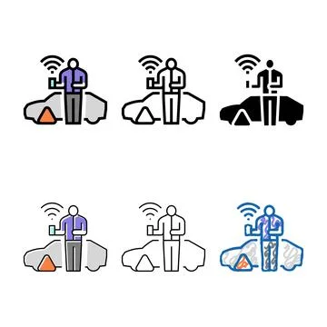 Highway assistance variations color icon vector イラスト素材