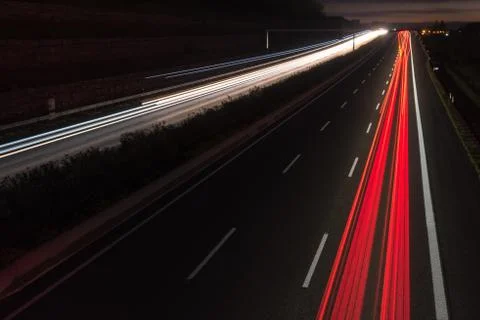 On the highway at the beginning of the day Stock Photos