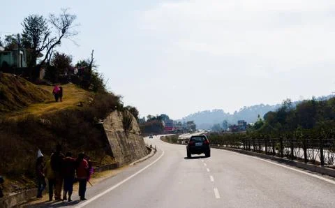 Highway between himalayan mountain range of Jammu, towards Patnitop from katra Stock Photos