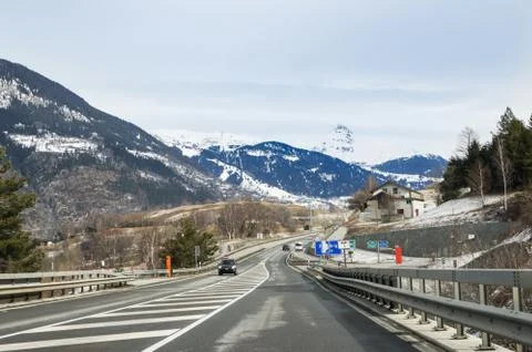 Highway between the mountains. Стоковые фото