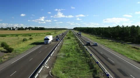 Highway - blue sky - time lapse Stock Footage 12668507