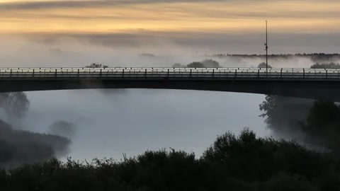 Highway bridge with birds Stock Footage 286334695
