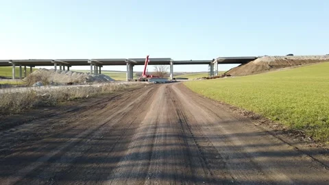 Highway bridge construction shot FPV walking towards the bridge Stock Footage 151288967