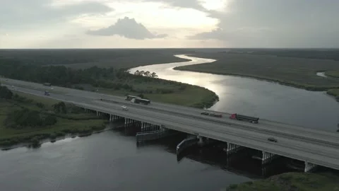 Highway Bridge Lots of Trucks Video stock 162669760
