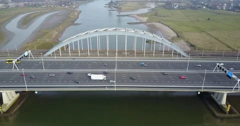 Highway bridge in The Netherlands Stock Footage 72568944