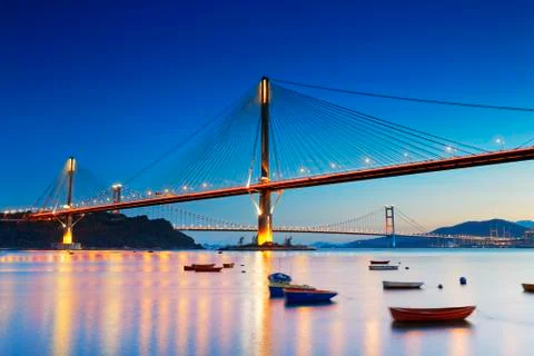 Highway bridge at night Stock Photos