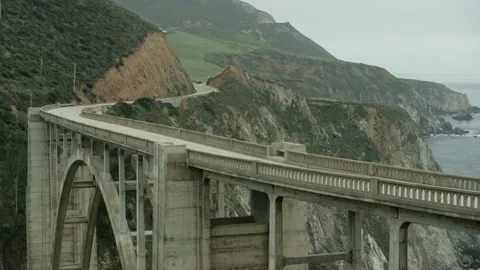 Highway bridge with ocean Stock Footage 145889419
