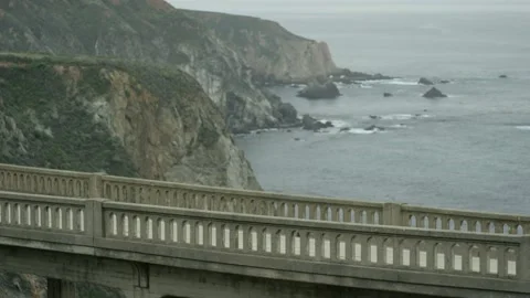 Highway bridge with ocean Stock Footage 145889456