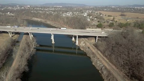 Highway bridge over river Stock Footage 72921689