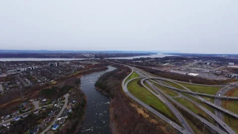 Highway bridge under cloudy horizon Stock Footage 320748100