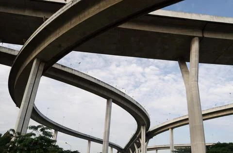 Highway bridge view from under Stock Photos