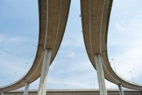 Highway bridge view from under Stock Photos