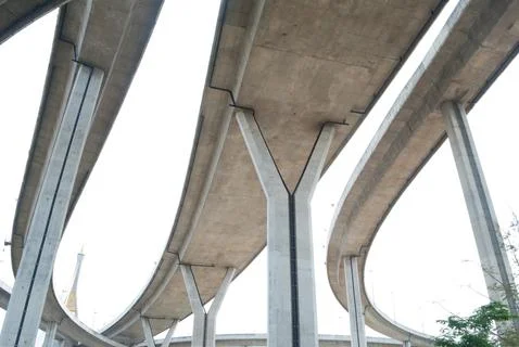 Highway bridge view from under Stock Photos