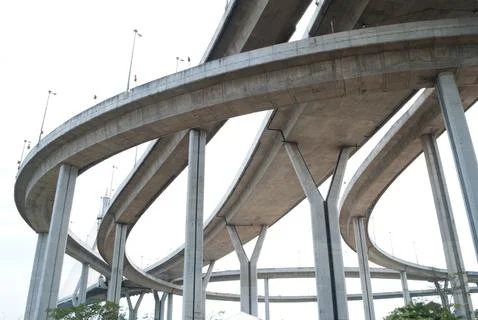 Highway bridge view from under Stock Photos