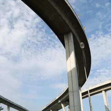 Highway bridge view from under Stock Photos