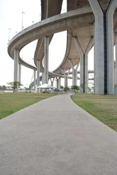 Highway bridge view from under Stock Photos