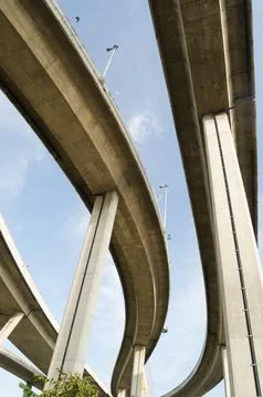 Highway bridge view from under Stock Photos