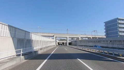 Highway / Chita cross road /airport contact road (Centrair line) / Aichi, Japan Stock Footage
