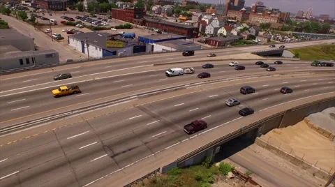 Highway with City Stock Footage 50795775