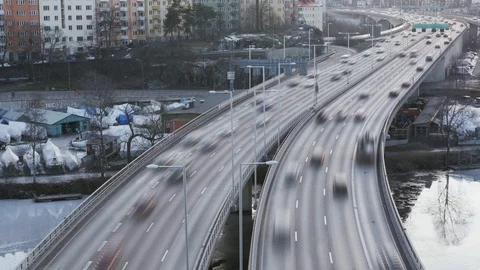 Highway City Traffic Time Lapse 4k Timelapse with Motion Blur Stockholm Stock Footage 107777968