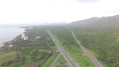 Highway close to the coast.   Stock Footage 143946888