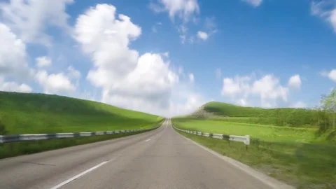 Highway with clouds Timelapse Stock Footage