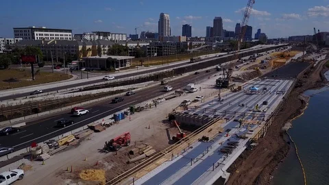 HIGHWAY CONSTRUCTION AERIAL INTERSTATE I-4 ORLANDO BRIEF RETREAT Stock Footage 126872804