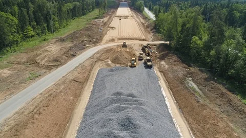 Highway construction Aerial view Stock Footage 91396297