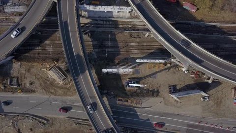 Highway Construction Bridge Replacement Aerial 4K Stock Footage 119600879