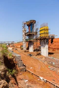 Highway Construction Concrete Columns Stock Photos