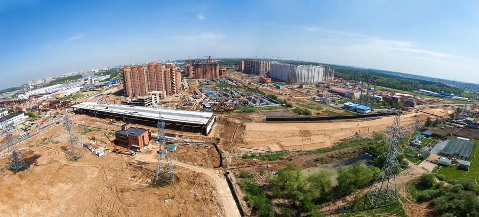 Highway construction panorama Stock Photos